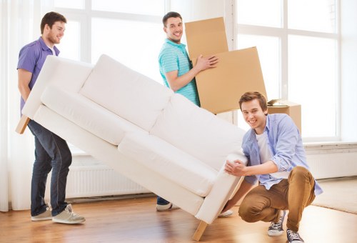 Bulky household furniture being prepared for pick-up in a Gallows Corner home